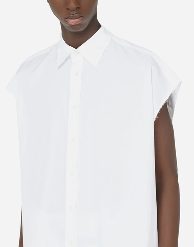Shop Dolce & Gabbana Sleeveless Cotton Shirt In White