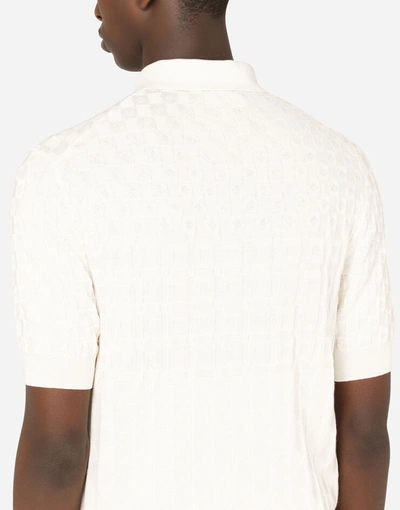 Shop Dolce & Gabbana Silk Jacquard Polo Shirt In White