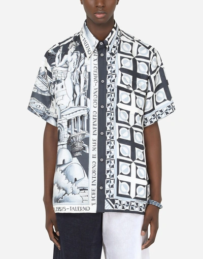 Shop Dolce & Gabbana Printed Silk Hawaiian Shirt In Multicolor