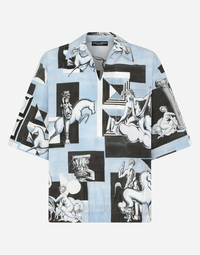 Shop Dolce & Gabbana Short-sleeved Printed Cotton Hawaiian Shirt