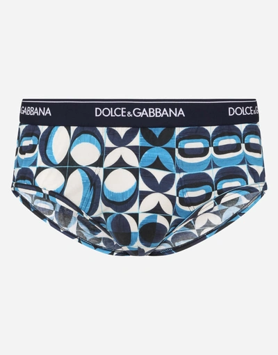 Shop Dolce & Gabbana Cotton Brando Briefs With Majolica Print