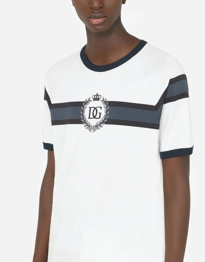 Shop Dolce & Gabbana Cotton T-shirt With Dg Logo Print In Multicolor
