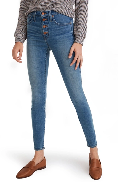 Shop Madewell Button Front High Waist Skinny Jeans In Dewitt Wash