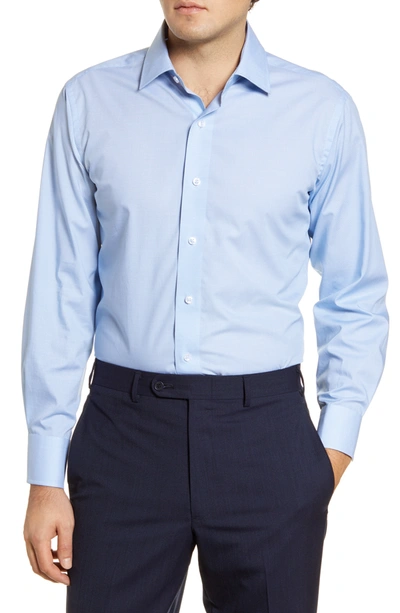 Shop Lorenzo Uomo Trim Fit Star Print Dress Shirt In Ocean Blue