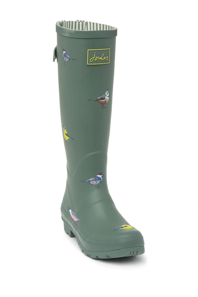 Shop Joules Welly Printed Rain Boots In Greenbrds