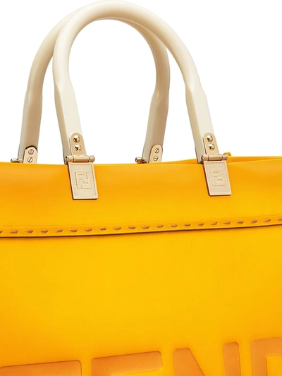 Shop Fendi Medium Sunshine Leather Tote Bag In Orange