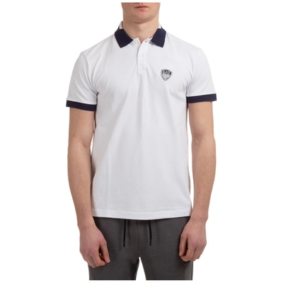 Shop Ea7 Men's Short Sleeve T-shirt Polo Collar In White