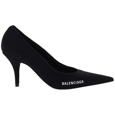 Shop Balenciaga Women's Leather Pumps Court Shoes High Heel Knife Knit In Black