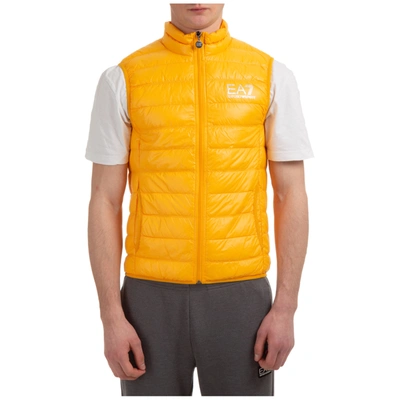 Shop Ea7 Men's Nylon Waistcoat Body Warmer Jacket Padded In Yellow