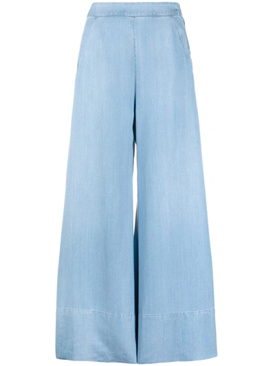 Shop Pinko Wide-leg Denim Trousers In Blue