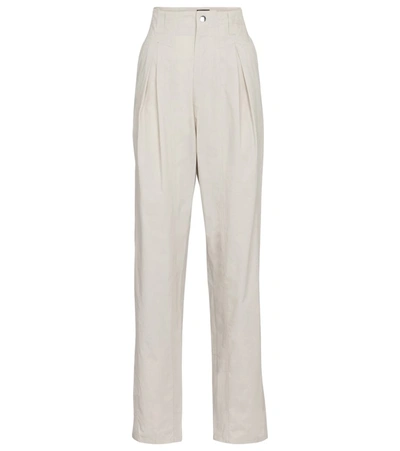 Shop Isabel Marant Kilandy High-rise Slim Cotton Pants In Beige
