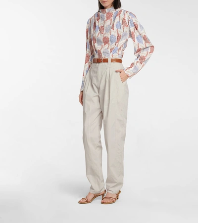 Shop Isabel Marant Kilandy High-rise Slim Cotton Pants In Beige