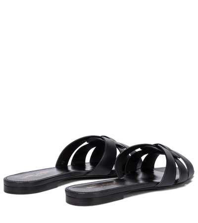 Shop Saint Laurent Tribute Nu Pieds 05 Leather Slides In Blue