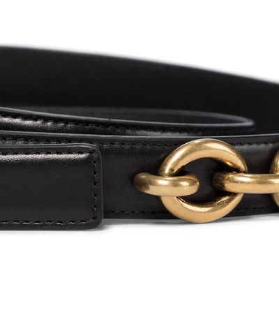 Shop Saint Laurent Le Maillon Leather Belt In Noir