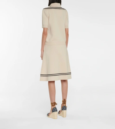 Gucci Wool Polo Shirt With Contrast Trim In Beige