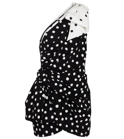 Shop Saint Laurent Polka-dot Sablé Minidress In Black