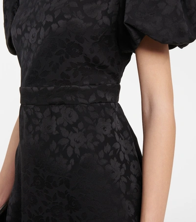 Shop Saint Laurent Floral Silk Jacquard Minidress In Black