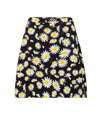 Shop Saint Laurent Floral Miniskirt In Black