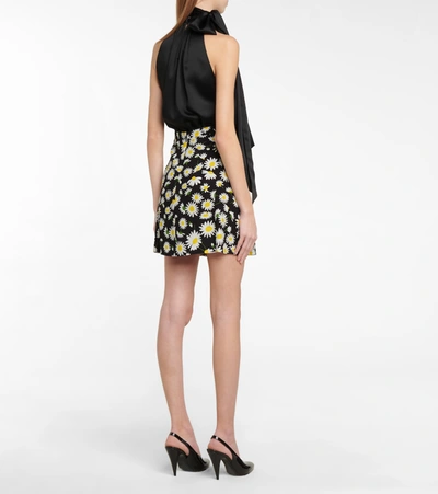 Shop Saint Laurent Floral Miniskirt In Black
