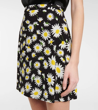 Shop Saint Laurent Floral Miniskirt In Black