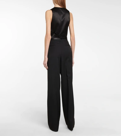Saint Laurent Wool Grain De Poudre Vest In Black