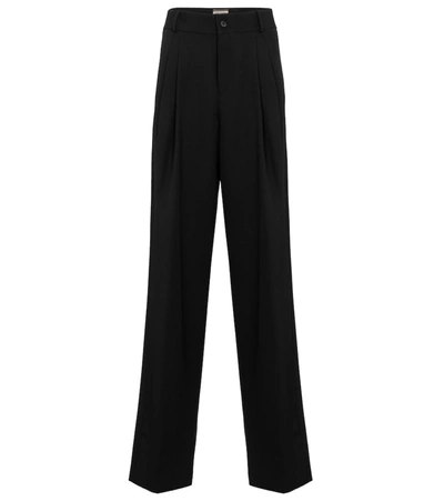 Shop Saint Laurent Virgin Wool Wide-leg Pants In Black