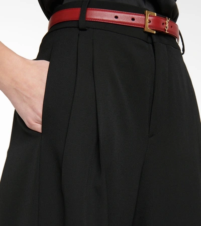 Shop Saint Laurent Virgin Wool Wide-leg Pants In Black