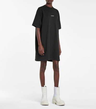 Shop Acne Studios Logo Cotton T-shirt Dress In Black