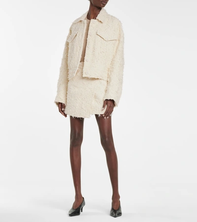 Shop Acne Studios Bouclé-tweed Wrap Skirt In White