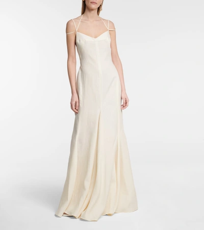 Shop Jacquemus Bridal La Robe Camargue Linen Gown In Beige