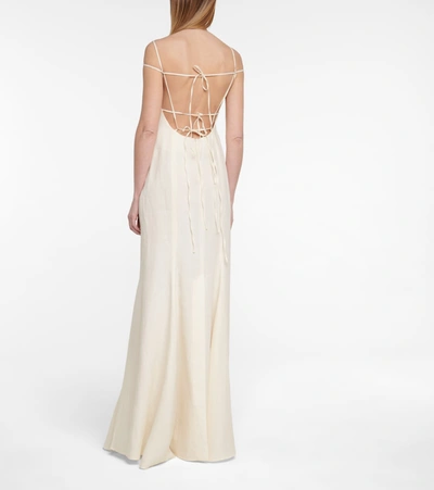 Shop Jacquemus Bridal La Robe Camargue Linen Gown In Beige