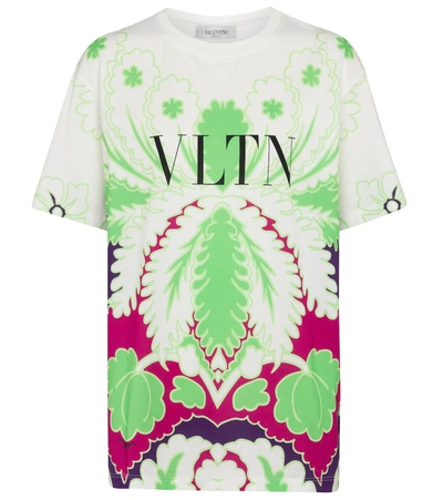 Shop Valentino Printed Cotton T-shirt In Multicoloured