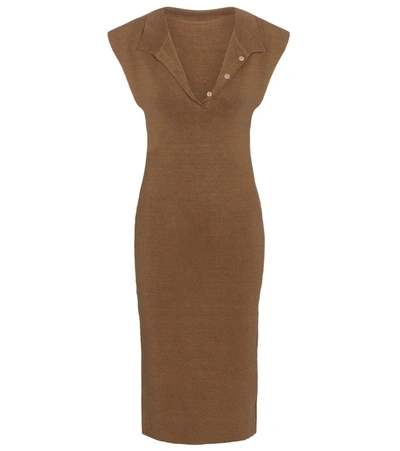 Shop Jacquemus La Robe Santon Linen Dress In Beige