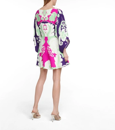 Shop Valentino Printed Silk Minidress In Multicoloured