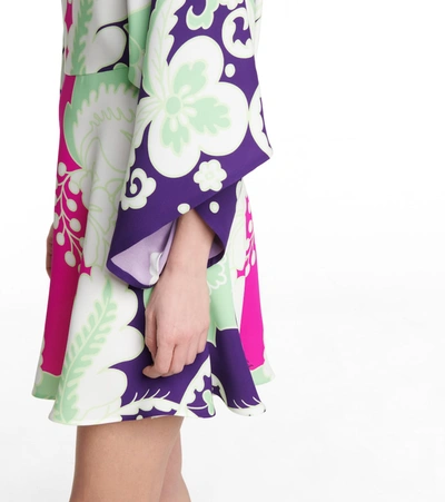 Shop Valentino Printed Silk Minidress In Multicoloured
