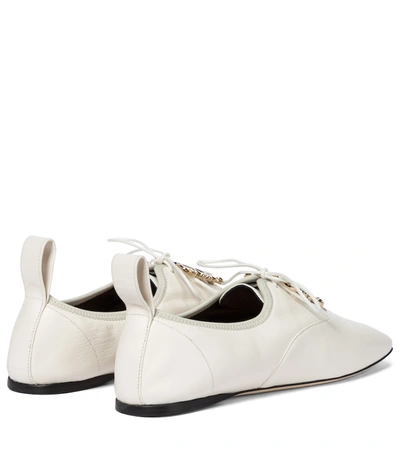 Shop Loewe Anagram Leather Derby Shoes In White