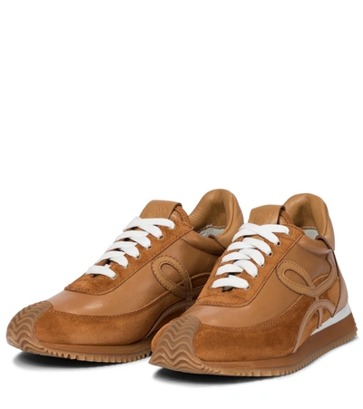 Shop Loewe Flow Runner Suede Sneakers In Brown