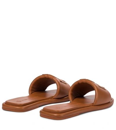 Shop Tory Burch Ines Leather Slides In Brown