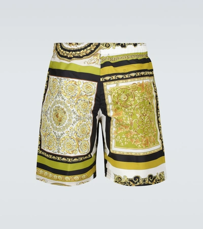 Shop Versace Barocco Mosaic Long Swim Shorts In Multicoloured