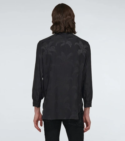Shop Saint Laurent Silk Jacquard Long-sleeved Shirt In Black