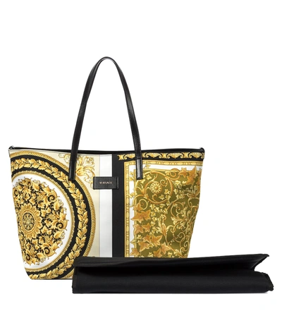 Shop Versace Baby Barocco Mosaic Changing Bag With Mat And Pouch In Yellow