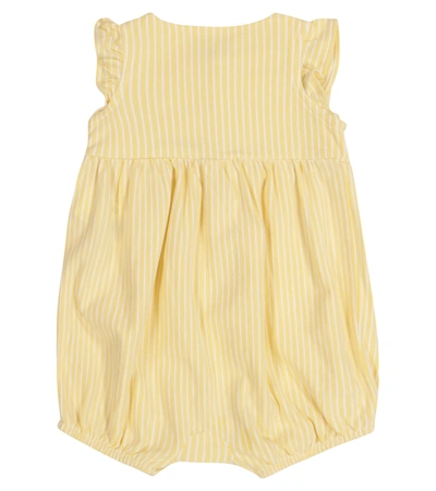 Shop Polo Ralph Lauren Striped Cotton Bodysuit In Yellow