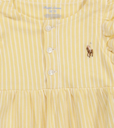 Shop Polo Ralph Lauren Striped Cotton Bodysuit In Yellow