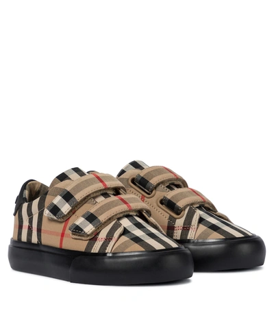Shop Burberry Baby Vintage Check Sneakers In Beige