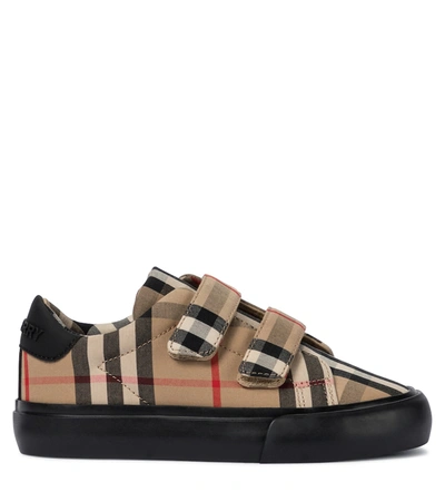 Shop Burberry Baby Vintage Check Sneakers In Beige