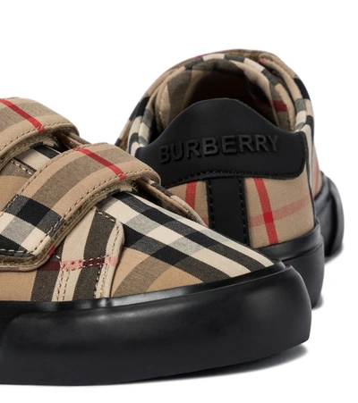 Shop Burberry Baby Vintage Check Sneakers In Beige