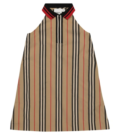 Shop Burberry Icon Stripe Cotton Gabardine Dress In Beige