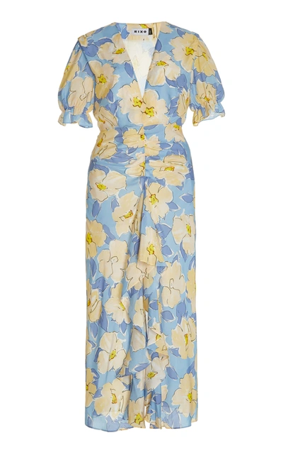 Shop Rixo London Women's Ariel Ruched Floral Cotton-silk Maxi Dress In Print