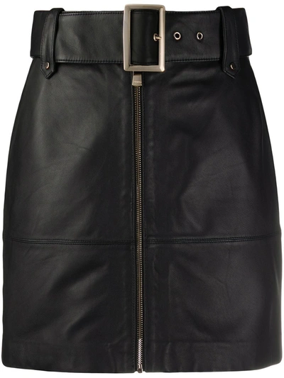 Shop Pinko Women's Black Leather Skirt
