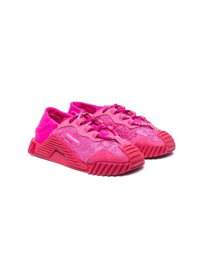 Shop Dolce & Gabbana Cordonetto Lace Ns1 Sneakers In Pink
